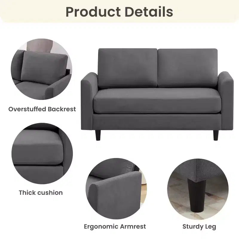 Causeuse Confort Douillet pour Salon, Petit Espace, Bureau, Appartement, Canapé en Tissu Doux et Respirant