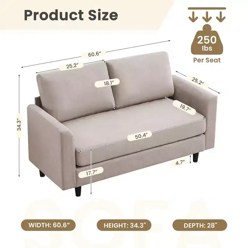 Causeuse Confort Douillet pour Salon, Petit Espace, Bureau, Appartement, Canapé en Tissu Doux et Respirant