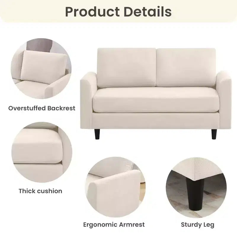 Causeuse Confort Douillet pour Salon, Petit Espace, Bureau, Appartement, Canapé en Tissu Doux et Respirant