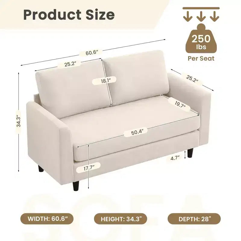 Causeuse Confort Douillet pour Salon, Petit Espace, Bureau, Appartement, Canapé en Tissu Doux et Respirant