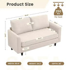 Causeuse Confort Douillet pour Salon, Petit Espace, Bureau, Appartement, Canapé en Tissu Doux et Respirant