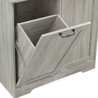 Meuble de rangement de salle de bain avec tiroirs, panier à linge inclinable et étagères ouvertes
