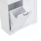 Meuble de rangement de salle de bain avec tiroirs, panier à linge inclinable et étagères ouvertes