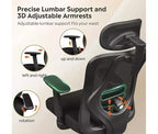 Fauteuil de bureau ergonomique en maille avec appui-tête 3D réglable et fonction d'inclinaison, fauteuil inclinable grand et haut avec support lombaire et accoudoirs 3D