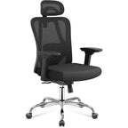 Fauteuil de bureau ergonomique en maille avec appui-tête 3D réglable et fonction d'inclinaison, fauteuil inclinable grand et haut avec support lombaire et accoudoirs 3D