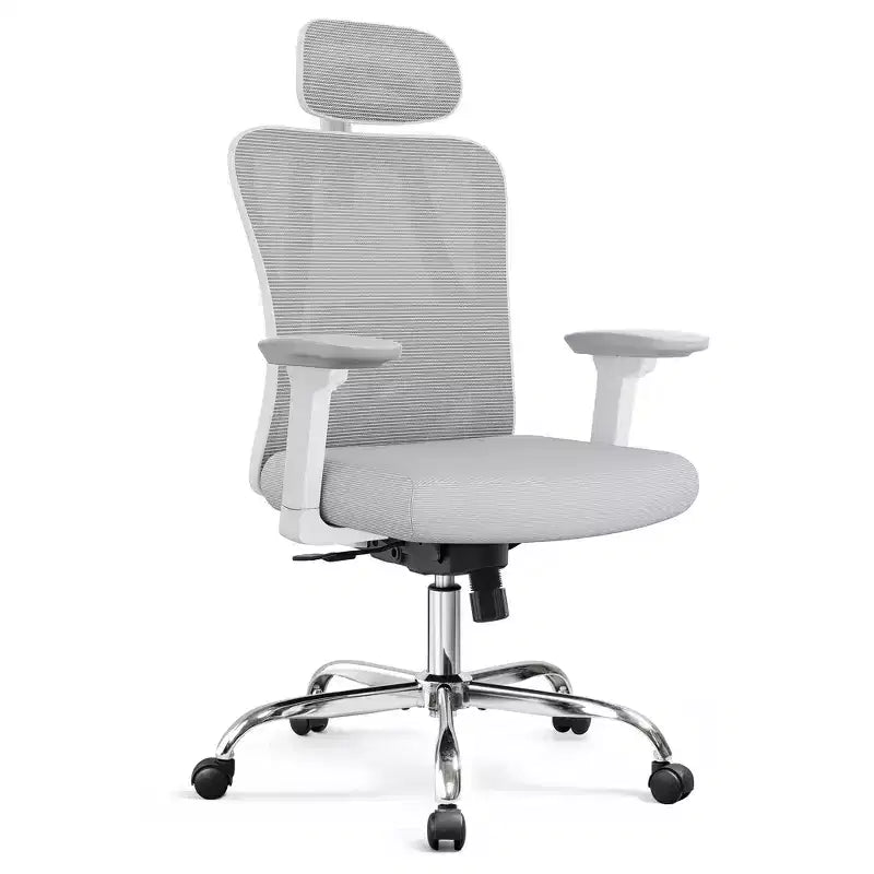 Fauteuil de bureau ergonomique en maille avec appui-tête 3D réglable et fonction d'inclinaison, fauteuil inclinable grand et haut avec support lombaire et accoudoirs 3D