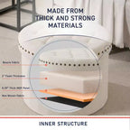 Grand pouf de rangement rond pliable de 20 pouces avec bordure cloutée pour salon et chambre à coucher