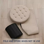Grand pouf de rangement rond pliable de 20 pouces avec bordure cloutée pour salon et chambre à coucher