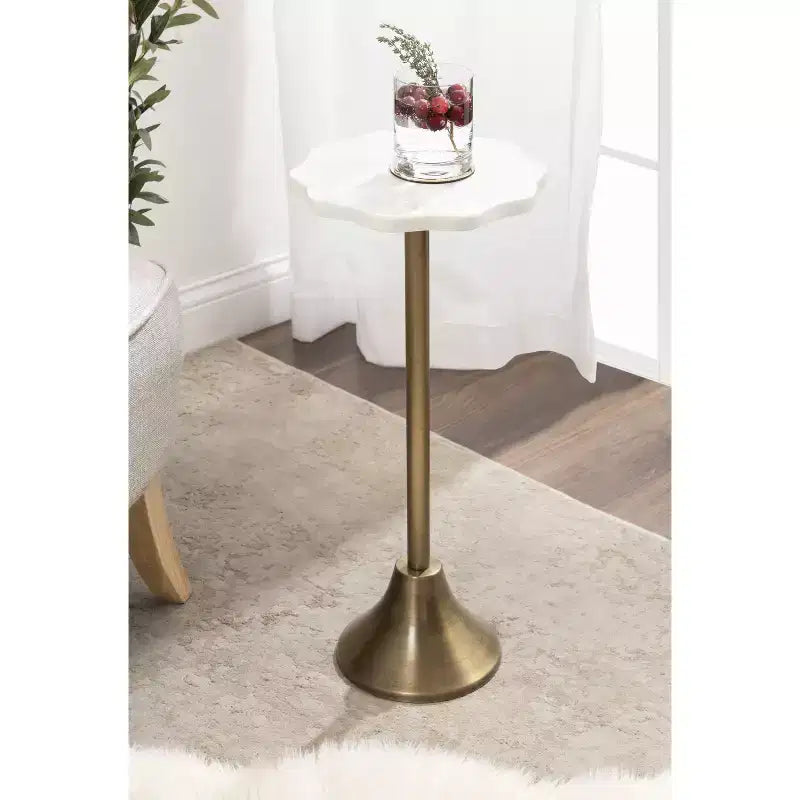 Table d'appoint Sanzo festonnée en marbre et métal