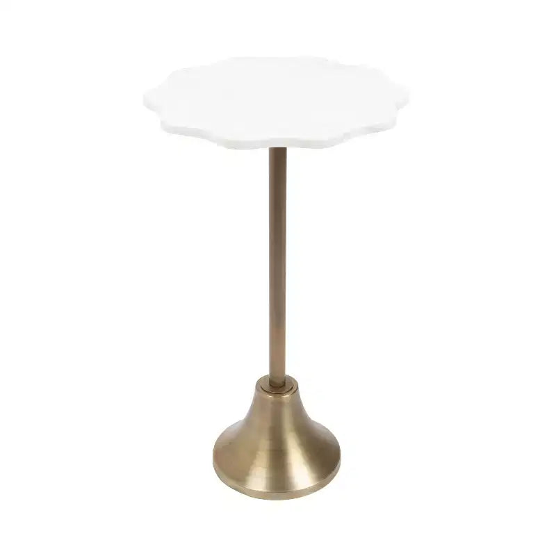 Table d'appoint festonnée en marbre et métal