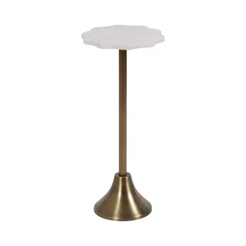 Table d'appoint festonnée en marbre et métal