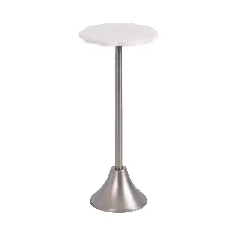 Table d'appoint festonnée en marbre et métal