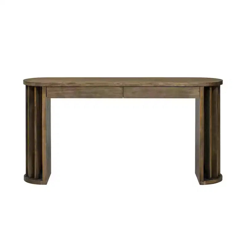 Table console 59" au design courbé et linéaire pour entrée et salon, Naturel