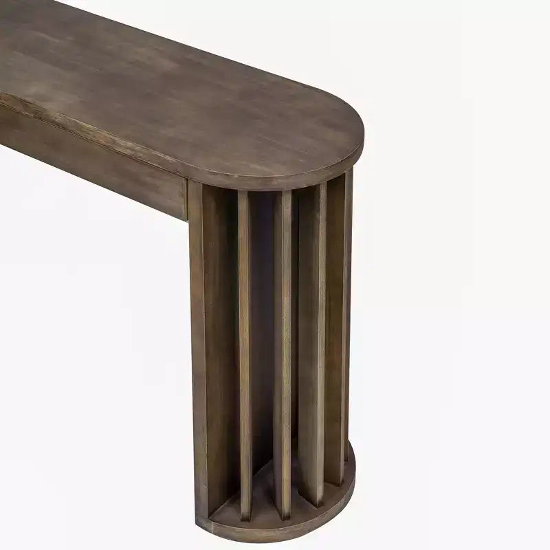 Table console 59" au design courbé et linéaire pour entrée et salon, Naturel