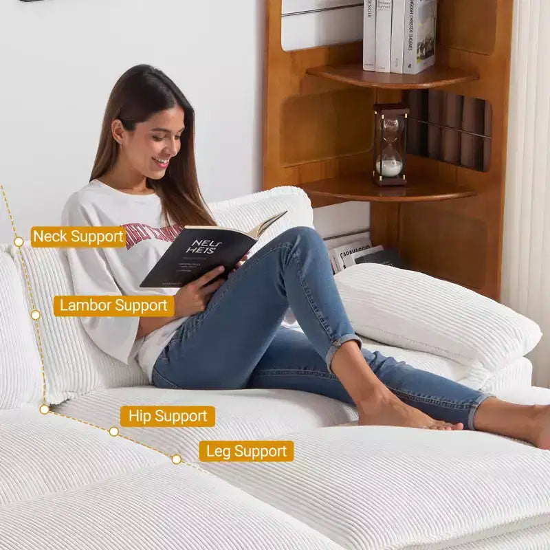 Canapé-lit modulaire Cloud en velours côtelé blanc cassé de 228 cm de large