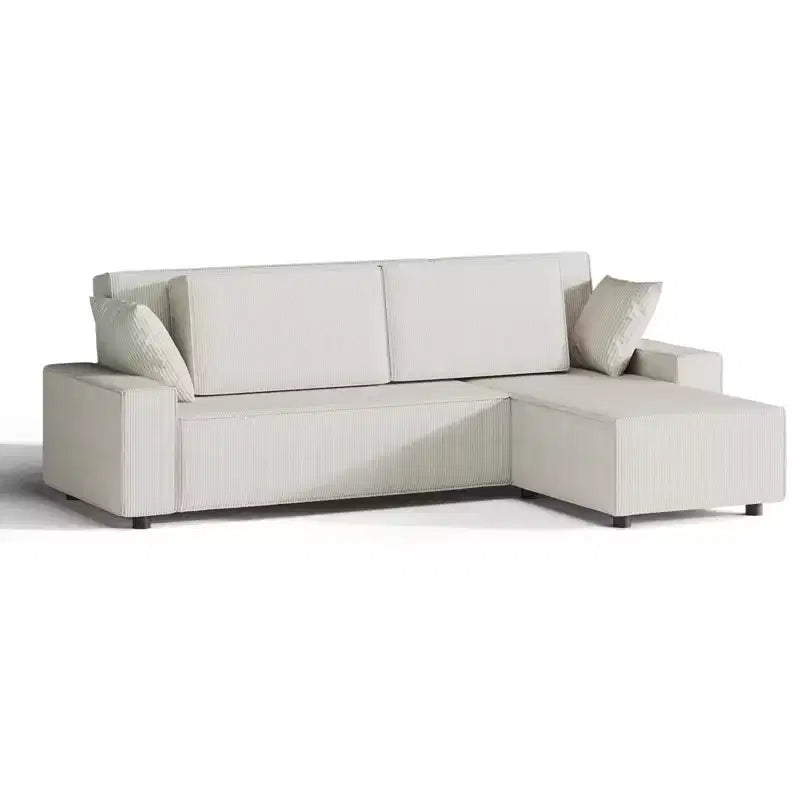 Grand canapé 244 cm en velours côtelé rayé, grand canapé d'angle moderne en forme de L avec assise profonde, canapé modulaire confortable pour salon, appartement, studio