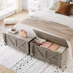 Coffre de Rangement avec Roues, Banc Coffre en Bois 100 cm avec Charnières de Sécurité, Supporte 159 kg, Coins Arrondis, Entrée, Salon, Gris