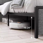 Cadre de lit King Size avec tête de lit de rangement - 2 tiroirs, station de charge, capitonné, dégagement sous le lit de 26 cm, silencieux