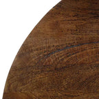 Table basse | Plateau rond de 90 cm | Bois de manguier brun sablé en forme de tambour