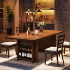 Table de salle à manger de ferme pour 4 à 6 personnes, table de salle à manger rectangulaire de 160 cm avec rangement pour cuisine, salon