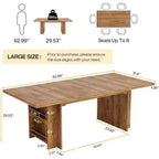 Table de salle à manger de ferme pour 4 à 6 personnes, table de salle à manger rectangulaire de 160 cm avec rangement pour cuisine, salon