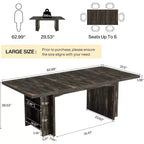 Table de salle à manger de ferme pour 4 à 6 personnes, table de salle à manger rectangulaire de 160 cm avec rangement pour cuisine, salon
