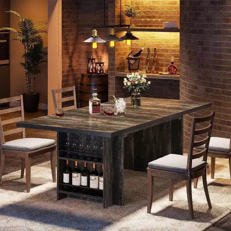Table de salle à manger de ferme pour 4 à 6 personnes, table de salle à manger rectangulaire de 160 cm avec rangement pour cuisine, salon
