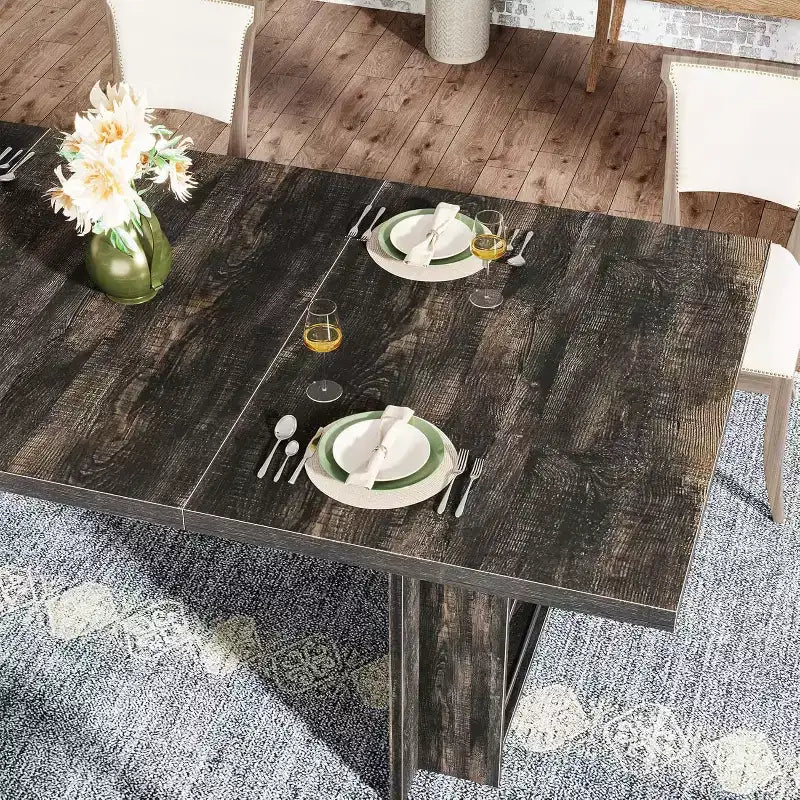 Table de salle à manger de ferme pour 4 à 6 personnes, table de salle à manger rectangulaire de 160 cm avec rangement pour cuisine, salon
