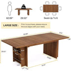 Table de salle à manger de ferme pour 4 à 6 personnes, table de salle à manger rectangulaire de 160 cm avec rangement pour cuisine, salon