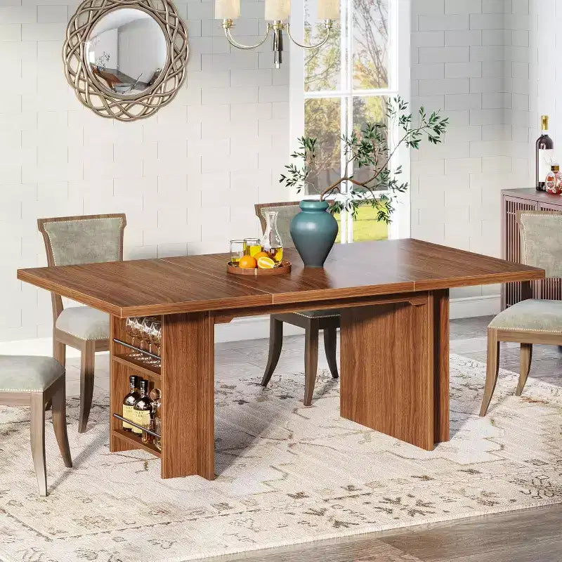 Table de salle à manger de ferme pour 4 à 6 personnes, table de salle à manger rectangulaire de 160 cm avec rangement pour cuisine, salon