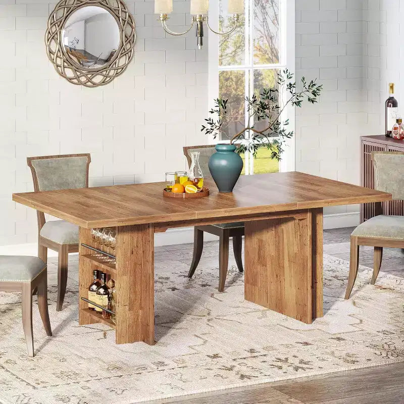 Table de salle à manger de ferme pour 4 à 6 personnes, table de salle à manger rectangulaire de 160 cm avec rangement pour cuisine, salon