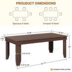 Table de salle à manger de ferme pour 8 personnes, tables de cuisine en bois de 180 cm de long, cadre en bois robuste