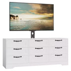 Commode à 9 tiroirs Meuble TV avec support pour téléviseurs de 32 à 85 pouces, Centre de divertissement moderne avec tiroirs, Table console multimédia pour chambre à coucher ou salon