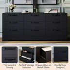 Commode à 9 tiroirs Meuble TV avec support pour téléviseurs de 32 à 85 pouces, Centre de divertissement moderne avec tiroirs, Table console multimédia pour chambre à coucher ou salon
