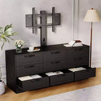 Commode à 9 tiroirs Meuble TV avec support pour téléviseurs de 32 à 85 pouces, Centre de divertissement moderne avec tiroirs, Table console multimédia pour chambre à coucher ou salon
