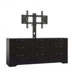 Commode à 9 tiroirs Meuble TV avec support pour téléviseurs de 32 à 85 pouces, Centre de divertissement moderne avec tiroirs, Table console multimédia pour chambre à coucher ou salon