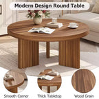 Table basse ronde de 84,8 cm avec plateau épais et pieds cannelés, table d'appoint pour salon et chambre, montage facile