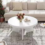 Table basse ronde de 84,8 cm avec plateau épais et pieds cannelés, table d'appoint pour salon et chambre, montage facile