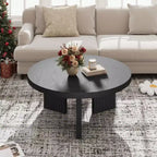 Table basse ronde de 84,8 cm avec plateau épais et pieds cannelés, table d'appoint pour salon et chambre, montage facile