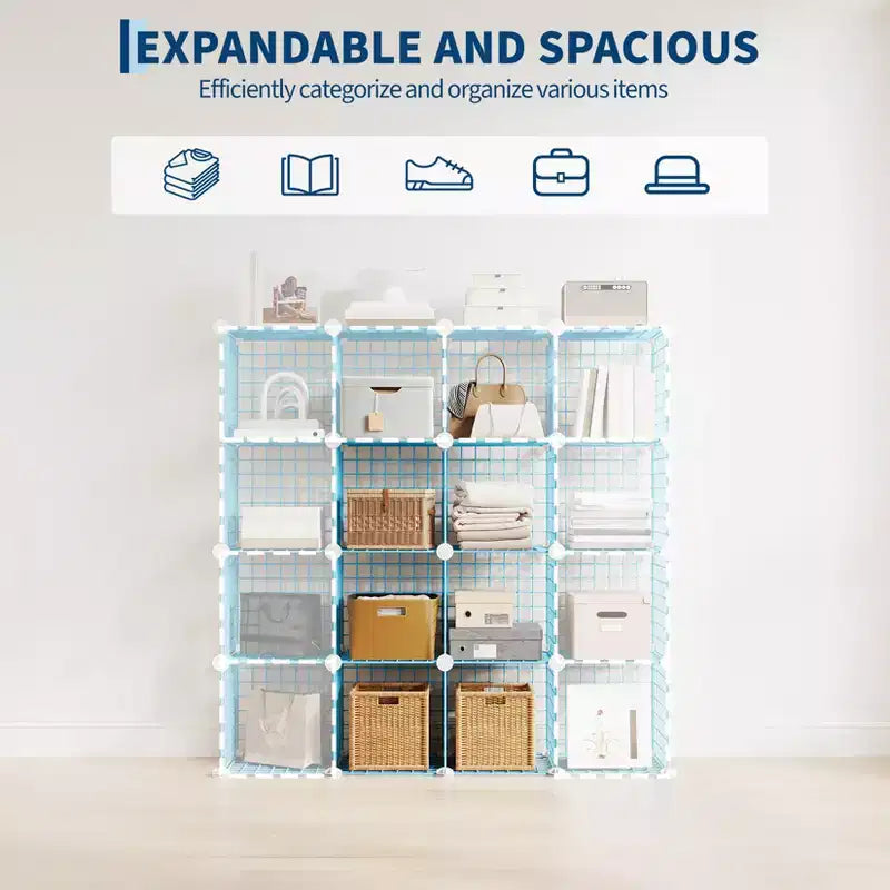 Étagère de rangement modulaire à 6 casiers en fil métallique, casiers de rangement métalliques, meuble de rangement ouvert pour entrée, chambre, salon, bureau