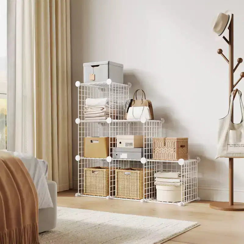 Étagère de rangement modulaire à 6 casiers en fil métallique, casiers de rangement métalliques, meuble de rangement ouvert pour entrée, chambre, salon, bureau