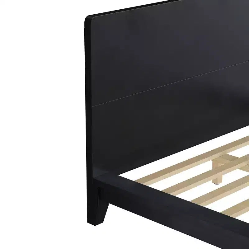 Lit plateforme double et cadre de lit avec tête de lit et support à lattes en bois