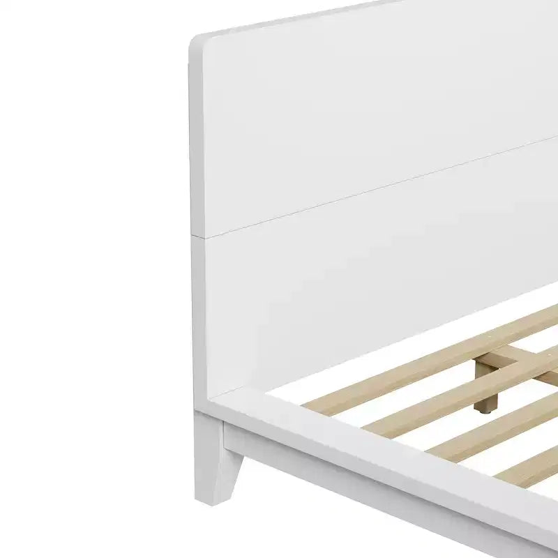Lit plateforme double et cadre de lit avec tête de lit et support à lattes en bois