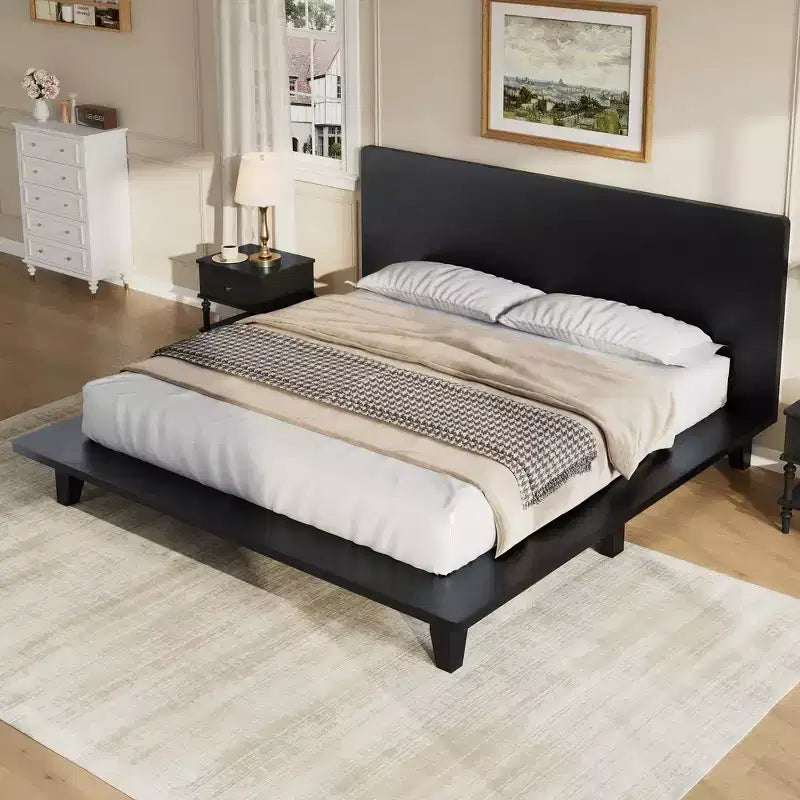 Whisen Full Platform Bed & Bed Frame with Headboard & Wood Slat Support