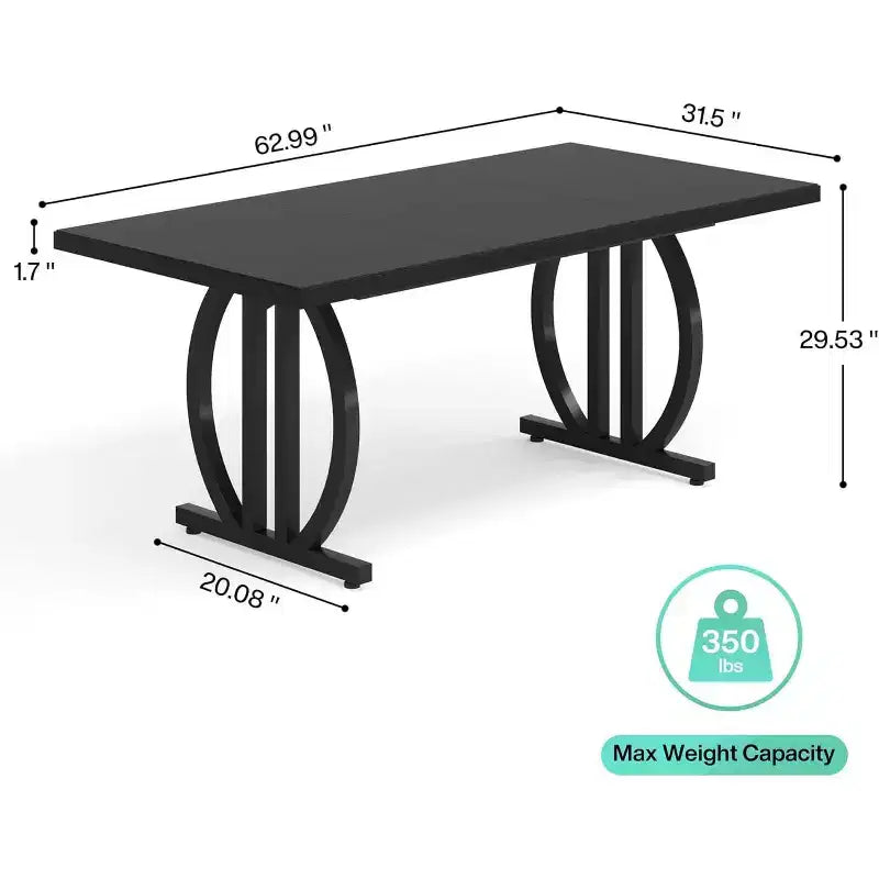 Bureau informatique de 63 pouces, bureau de direction moderne avec cadre en métal pour bureau à domicile, table d'étude, noir clair