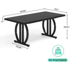 Bureau informatique de 63 pouces, bureau de direction moderne avec cadre en métal pour bureau à domicile, table d'étude, noir clair