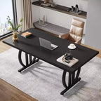 Bureau informatique de 63 pouces, bureau de direction moderne avec cadre en métal pour bureau à domicile, table d'étude, noir clair
