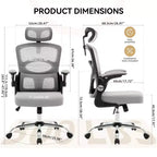 Chaise de bureau ergonomique à dossier haut en maille avec appui-tête et support lombaire, chaise de bureau pivotante réglable pour bureau à domicile