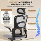Chaise de bureau ergonomique à dossier haut en maille avec appui-tête et support lombaire, chaise de bureau pivotante réglable pour bureau à domicile