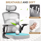 Chaise de bureau ergonomique à dossier haut en maille avec appui-tête et support lombaire, chaise de bureau pivotante réglable pour bureau à domicile